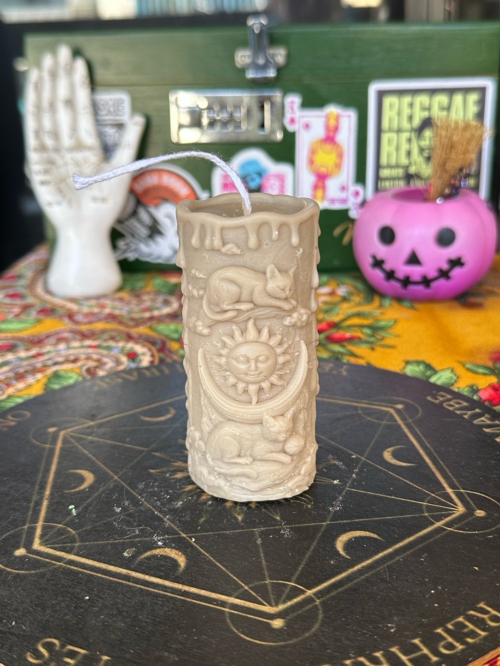 Moonlit Familiar Pillar Candle – Bronze Edition